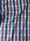 Handwoven checked ticking in blue and red. Very rare. Spain. Early 1900s - Lot of 2 pieces