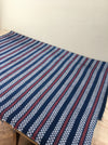 Handwoven checked ticking in blue and red. Very rare. Spain. Early 1900s - Lot of 2 pieces