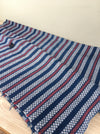 Handwoven checked ticking in blue and red. Very rare. Spain. Early 1900s - Lot of 2 pieces