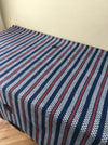 Handwoven checked ticking in blue and red. Very rare. Spain. Early 1900s - Lot of 2 pieces