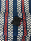 Handwoven checked ticking in blue and red. Very rare. Spain. Early 1900s - Lot of 2 pieces