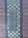 Handwoven blue, white and red checked ticking. Very rare. Spain. Early 1900s - Lot of 3 pieces