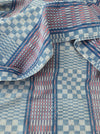 Handwoven blue, white and red checked ticking. Very rare. Spain. Early 1900s - Lot of 3 pieces