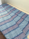 Handwoven blue, white and red checked ticking. Very rare. Spain. Early 1900s - Lot of 3 pieces