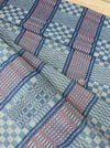 Handwoven blue, white and red checked ticking. Very rare. Spain. Early 1900s - Lot of 3 pieces