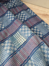 Handwoven blue, white and red checked ticking. Very rare. Spain. Early 1900s - Lot of 3 pieces