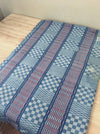 Handwoven blue, white and red checked ticking. Very rare. Spain. Early 1900s - Lot of 3 pieces