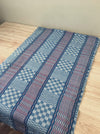 Handwoven blue, white and red checked ticking. Very rare. Spain. Early 1900s - Lot of 3 pieces