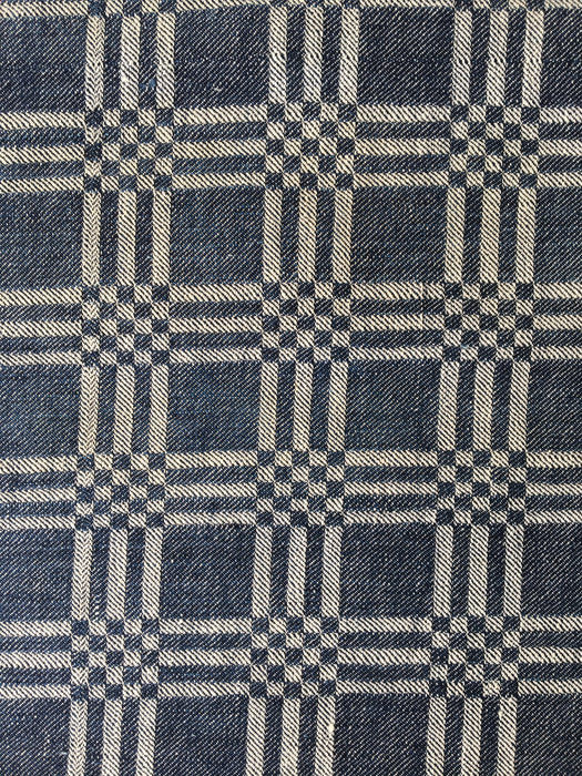 Handwoven ticking in checks blue and white. Very rare. Spain. Early 1900s.