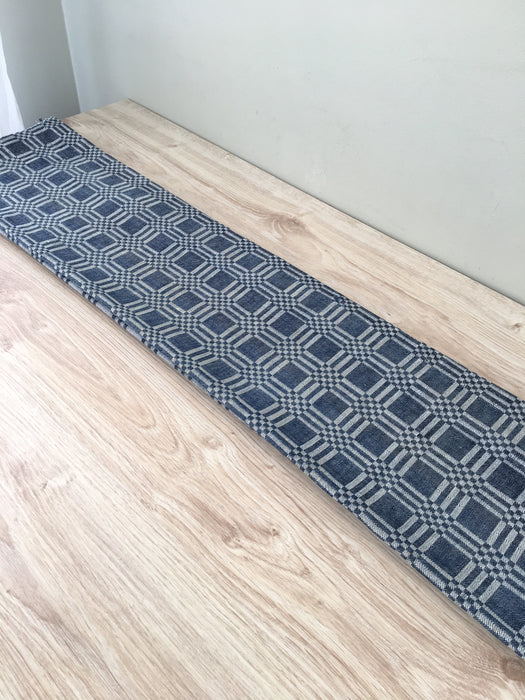 Handwoven ticking in checks blue and white. Very rare. Spain. Early 1900s.