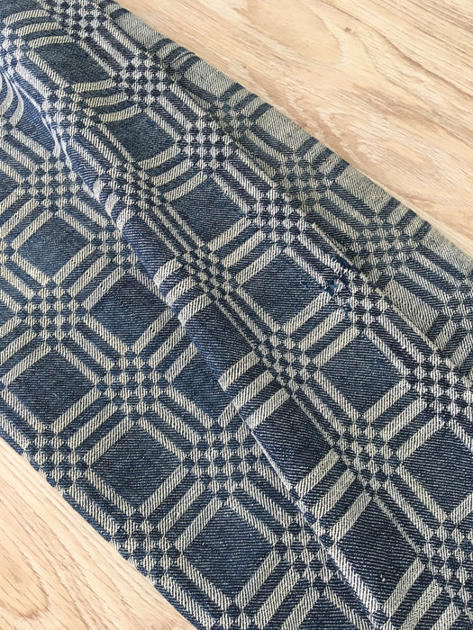 Handwoven ticking in checks blue and white. Very rare. Spain. Early 1900s.