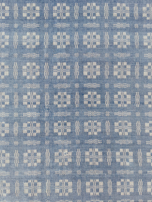 Handwoven checked ticking in light blue and white. A discovery! Spain. Early 1900s - Lot of 4 pieces