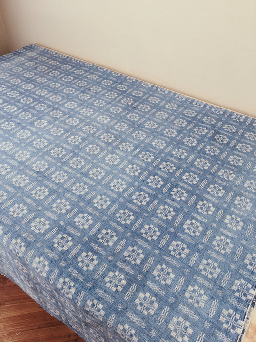 Handwoven checked ticking in light blue and white. A discovery! Spain. Early 1900s - Lot of 4 pieces