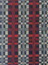 Handwoven ticking in checks blue, white and red. Very rare. Spain. Early 1900s.