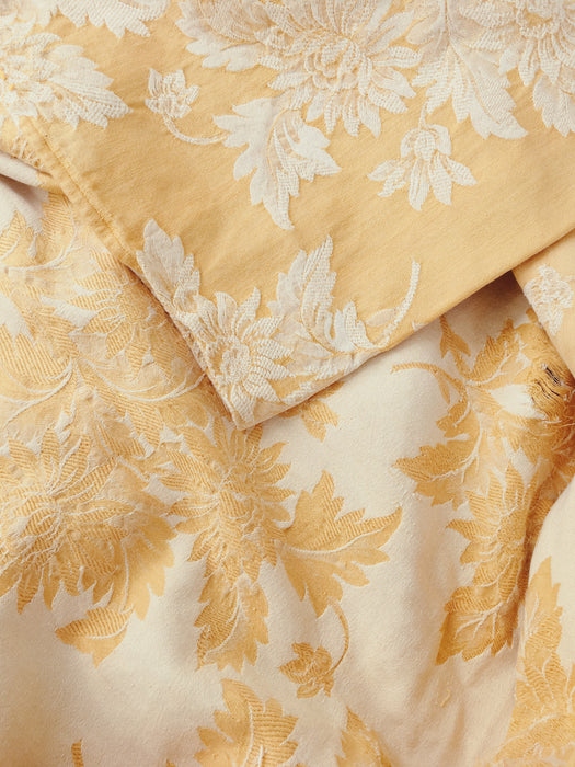 Dijon yellow floral ticking. Spain c.1900