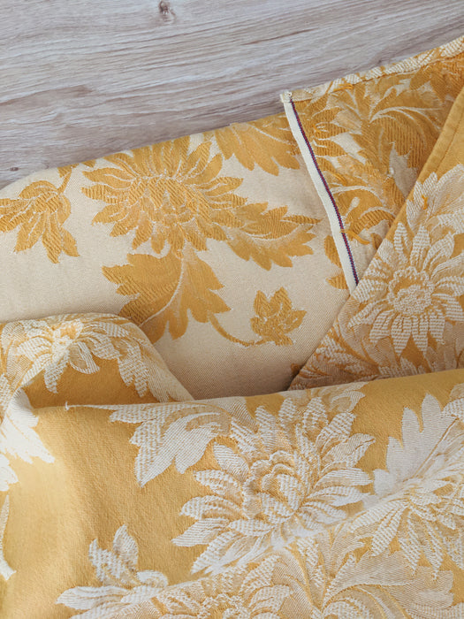 Dijon yellow floral ticking. Spain c.1900