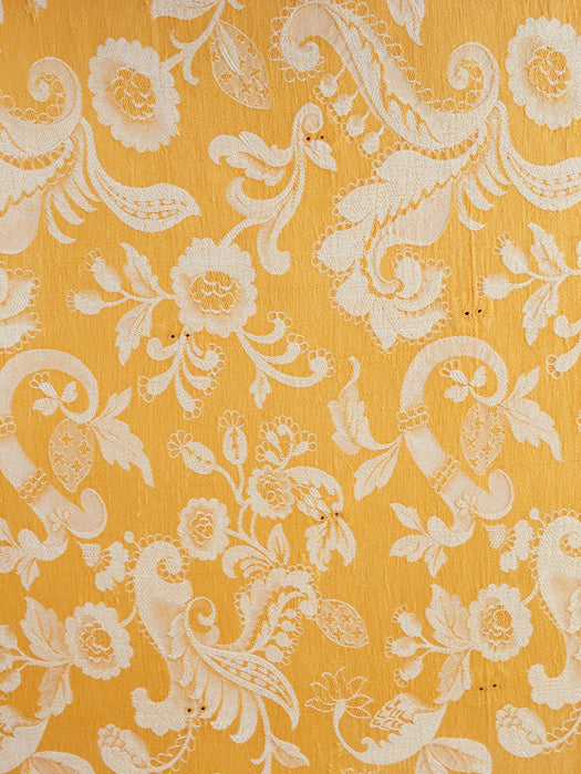 Golden yellow floral ticking. Spain c.1900 - 88×79 cm