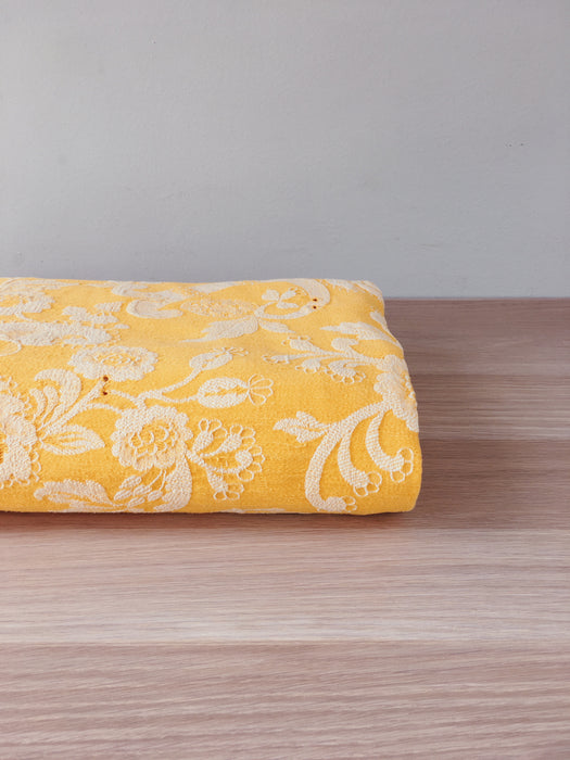 Golden yellow floral ticking. Spain c.1900 - 88×79 cm