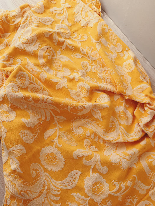 Golden yellow floral ticking. Spain c.1900 - 88×79 cm