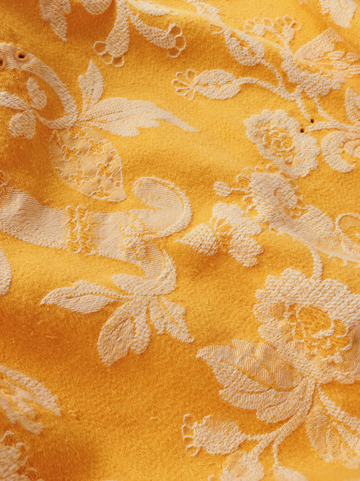 Golden yellow floral ticking. Spain c.1900 - 88×79 cm