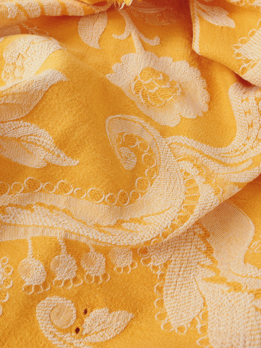 Golden yellow floral ticking. Spain c.1900 - 88×79 cm