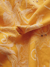 Golden yellow floral ticking with orquids. Spain c.1900 - 128×90 cm