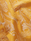Golden yellow floral ticking with orquids. Spain c.1900 - 128×90 cm