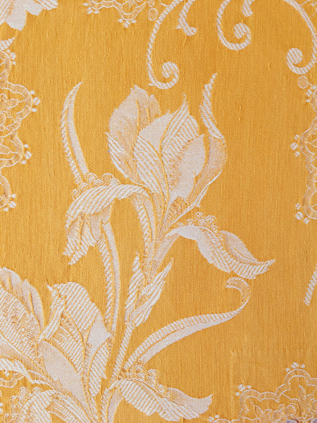 Yellow Floral Antique European Ticking Fabric Recovered Panels REC-DA-AMARILLO-011 - Ticking Depot