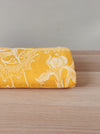 Golden yellow floral ticking with orquids. Spain c.1900 - 128×90 cm