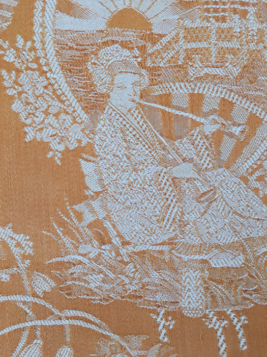 Chinoiserie ticking in golden yellow. Spain c.1920 - 90×76 cm 