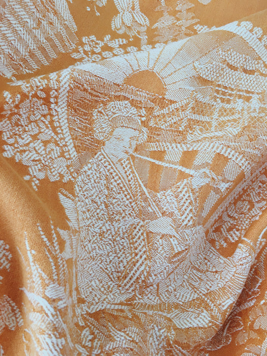 Chinoiserie ticking in golden yellow. Spain c.1920 - 90×76 cm 