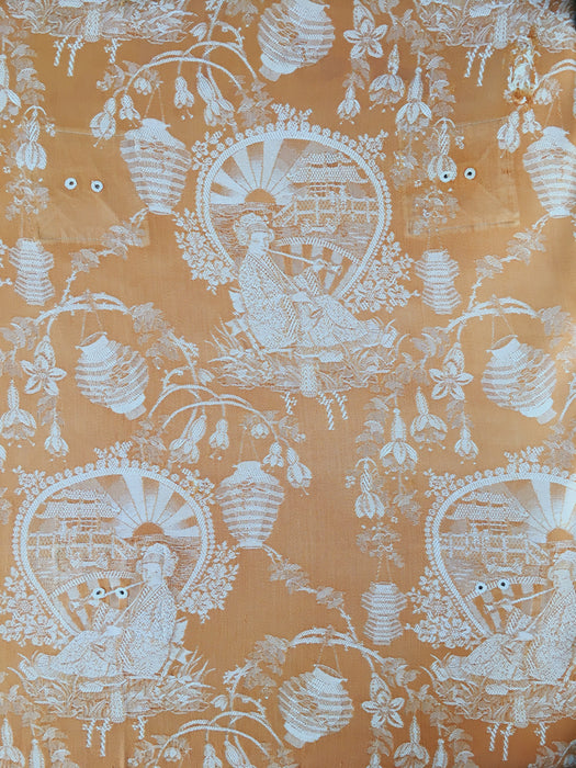 Chinoiserie ticking in golden yellow. Spain c.1920 - 90×76 cm 