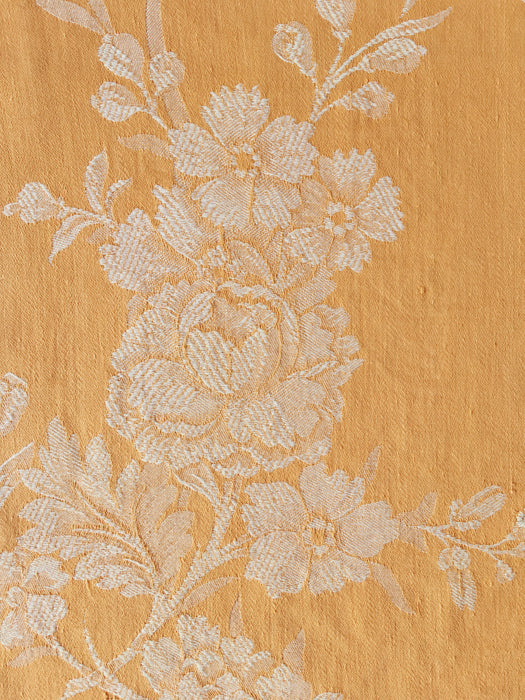 Yellow ticking with flowers. Spain. c.1900