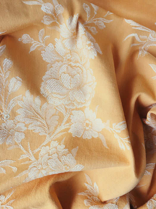 Yellow ticking with flowers. Spain. c.1900