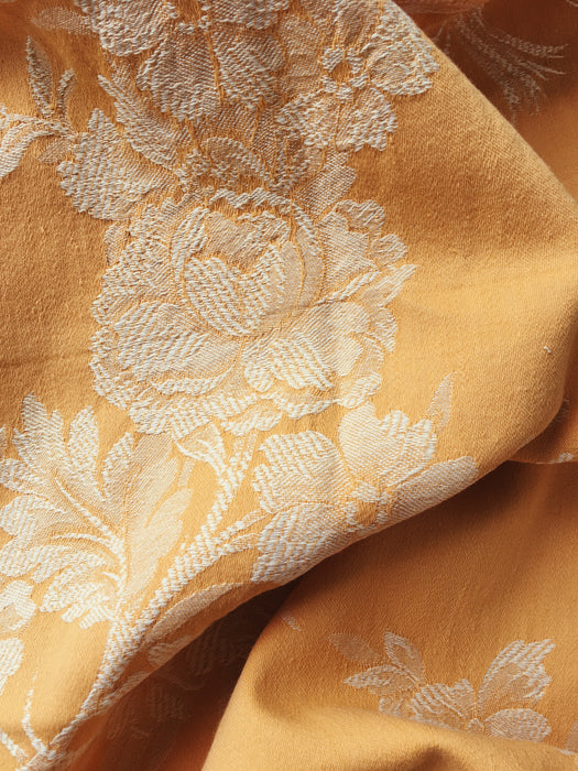 Yellow ticking with flowers. Spain. c.1900