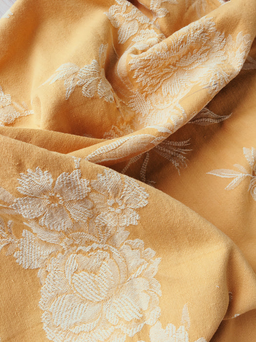 Yellow ticking with flowers. Spain. c.1900
