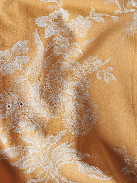 Yellow Floral Antique European Ticking Fabric Recovered Panels REC-DA-AMARILLO-017 - Ticking Depot