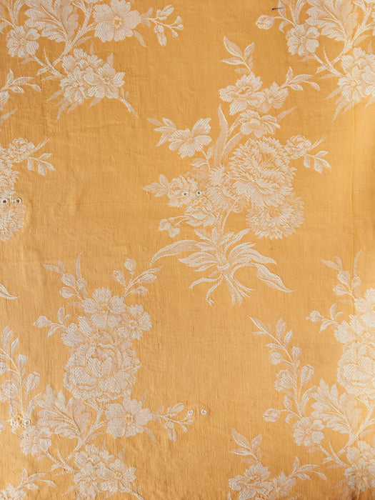 Yellow ticking with flowers. Spain. c.1900