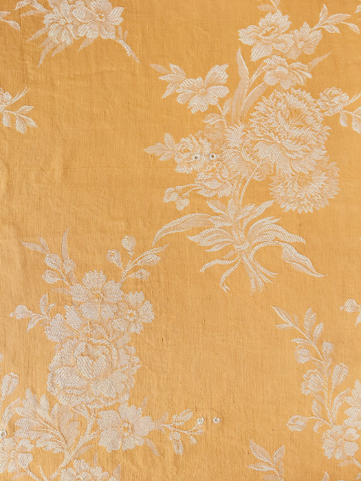 Yellow ticking with flowers. Spain. c.1900