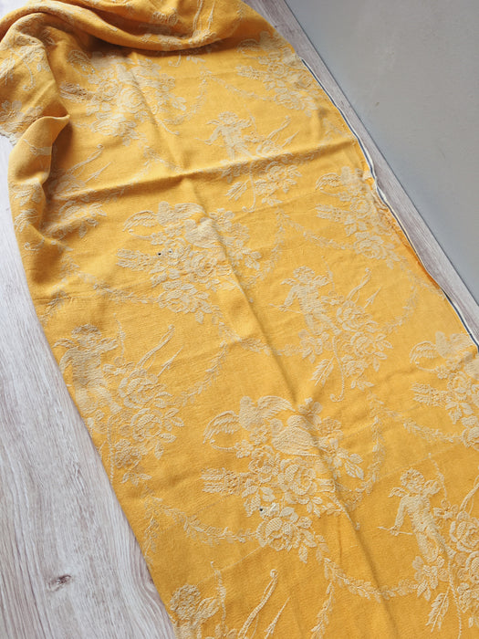 Yellow ticking with cupids. Spain c.1940 - Lot of 2 pieces