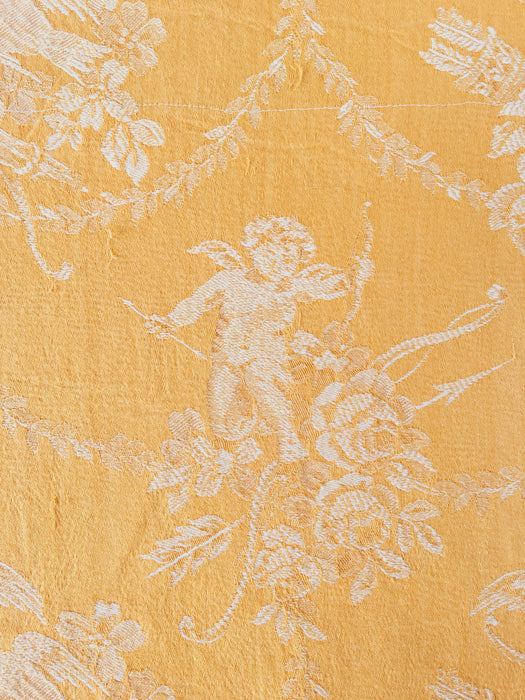 Yellow ticking with cupids. Spain c.1940 - Lot of 2 pieces