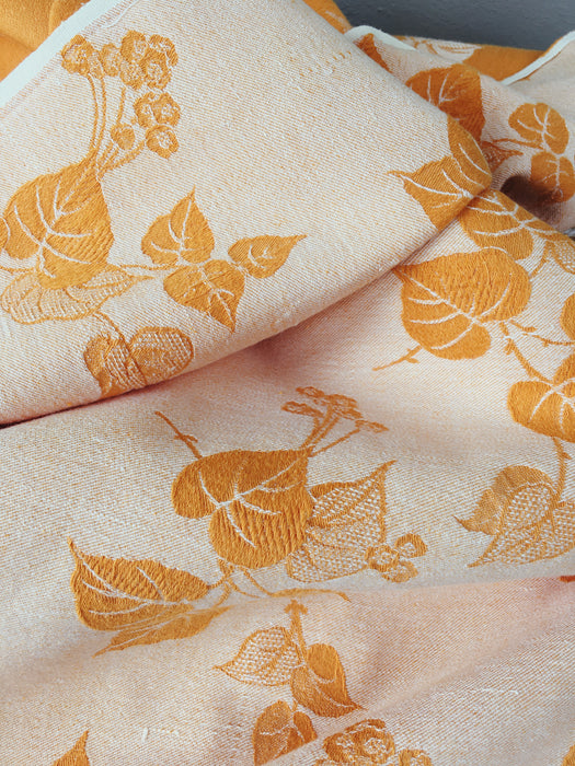 Yellow ticking with leaves. Spain c.1950 - Lot of 3 pieces