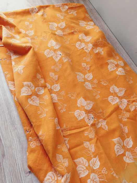 Yellow ticking with leaves. Spain c.1950 - Lot of 3 pieces