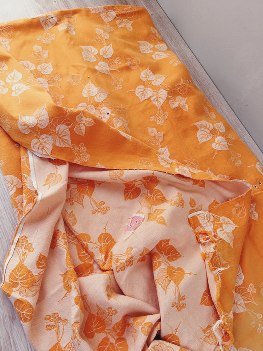 Yellow ticking with leaves. Spain c.1950 - Lot of 3 pieces