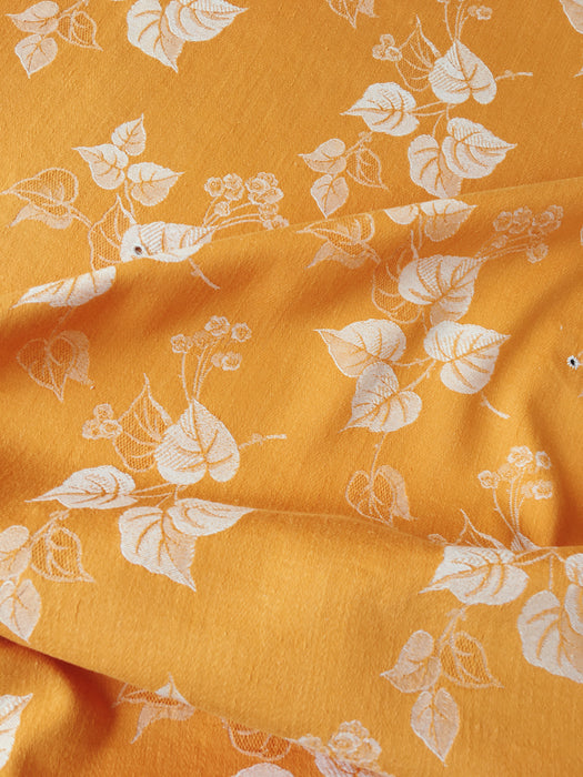 Yellow ticking with leaves. Spain c.1950 - Lot of 3 pieces