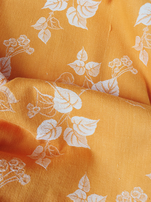 Yellow ticking with leaves. Spain c.1950 - Lot of 3 pieces