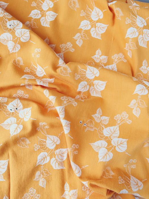 Yellow ticking with leaves. Spain c.1950 - Lot of 3 pieces