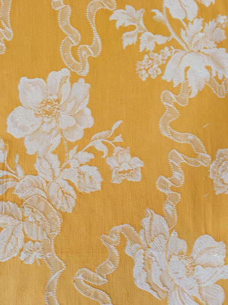 Yellow Floral Antique European Ticking Fabric Recovered Panels REC-DA-AMARILLO-026 - Ticking Depot