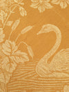 Dijon yellow ticking with swans and flowers. Large panel. Spain c.1900