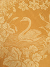 Dijon yellow ticking with swans and flowers. Large panel. Spain c.1900